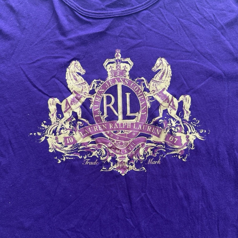 Lauren Ralph Lauren Purple Long Sleeve Cotton Shirt RL Logo Size Womens XL - Picture 5 of 6